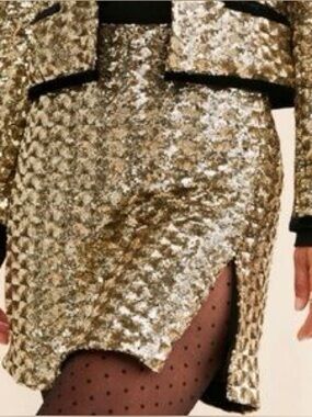 Anthropologie Hutch Sequin Mini Skirt Gold and Black Cocktail